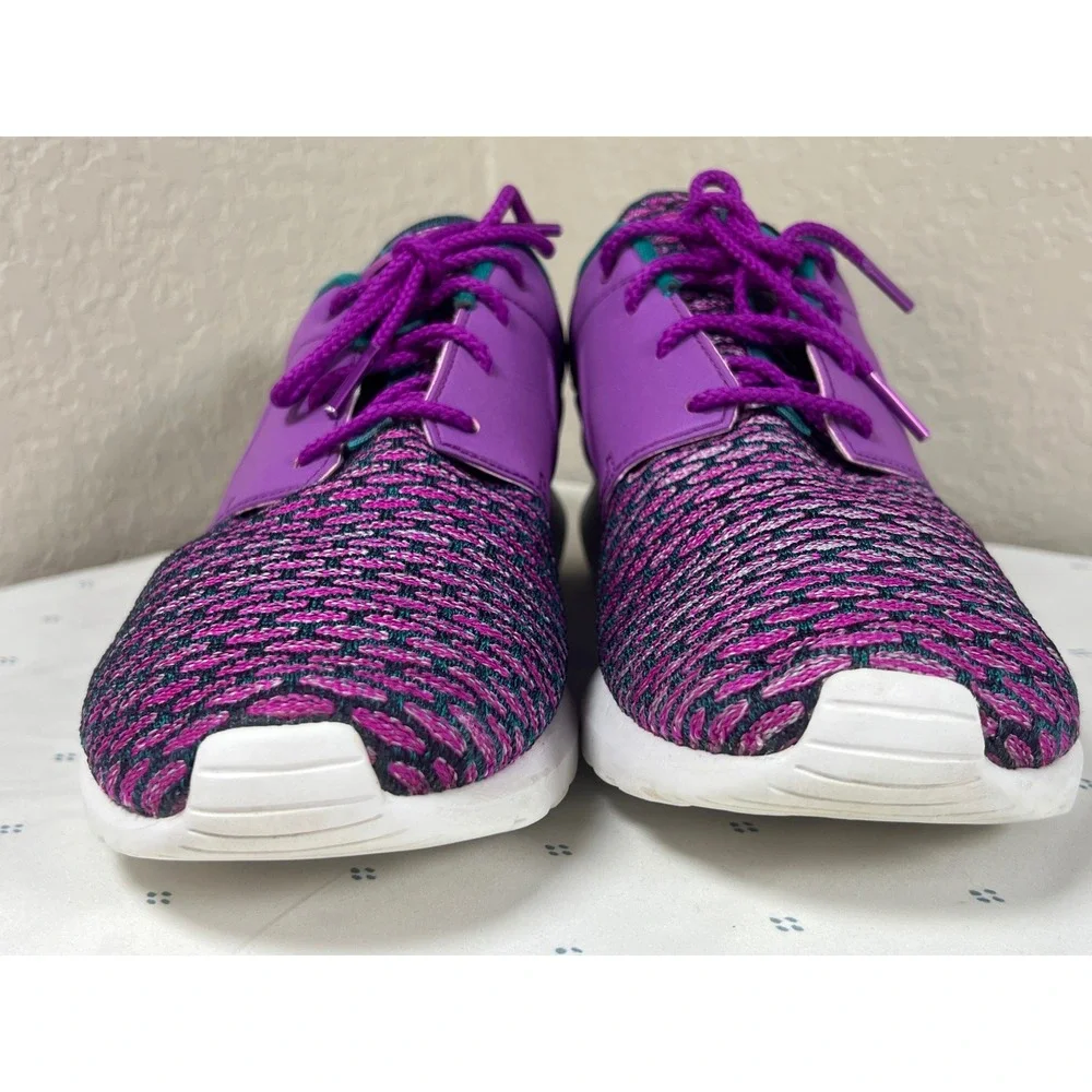 Nike Roshe Run NM Flyknit Mens 12 Fuchsia Flash Anthracite Purple 746825-500